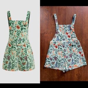 New XL Cider Corduroy Floral Overalls Romper.